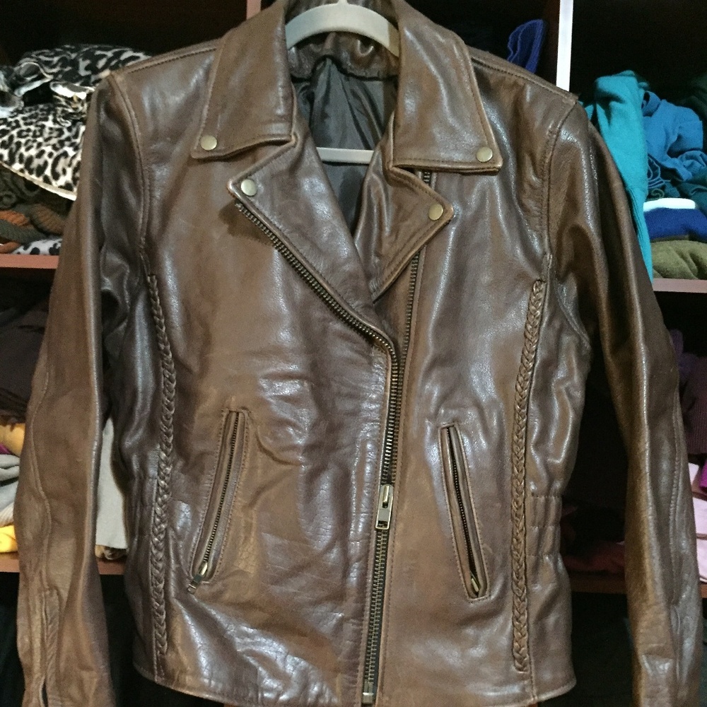 Genuine leather ladies Moto jacket